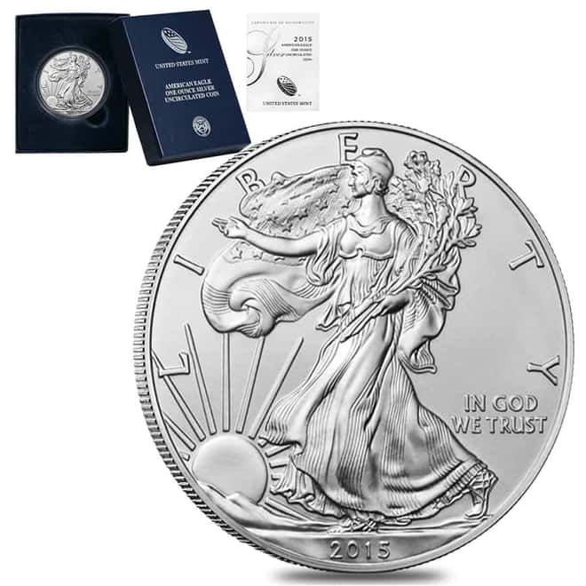 2015-W 1 oz Burnished Silver American Eagle (w/Box & COA)