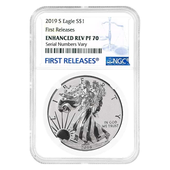 2019 S 1 oz Enhanced Reverse Proof Silver American Eagle NGC PF 70 FR