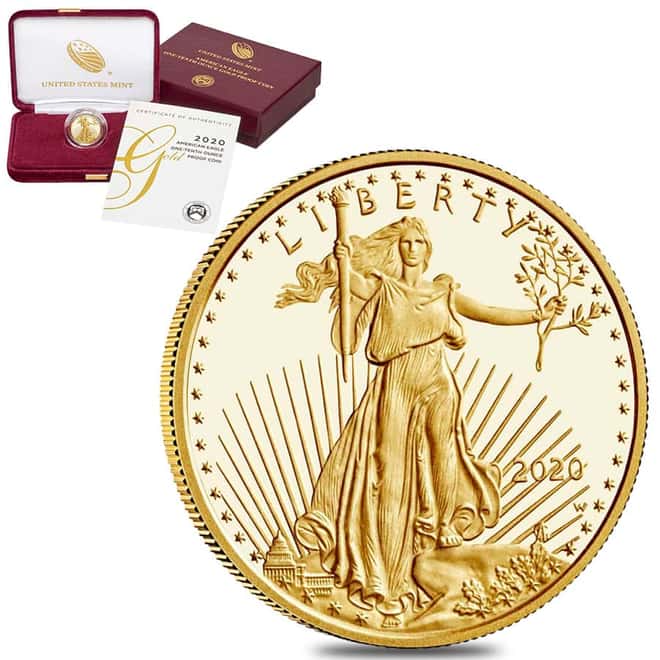 2020-W 1/10 oz $5 Proof Gold American Eagle (w/Box & COA)