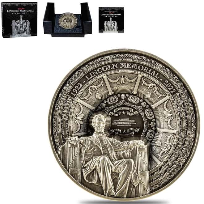 2022 1 kilo Silver Lincoln Memorial Multilayered High Relief Coin Samoa .999 Fine (w/Box & COA)