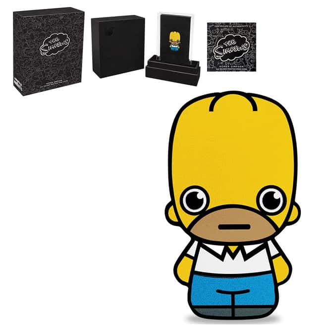 2022 1 oz Tuvalu Homer Simpson Mini Shaped Silver Coin .999 Fine (w/Box & COA)