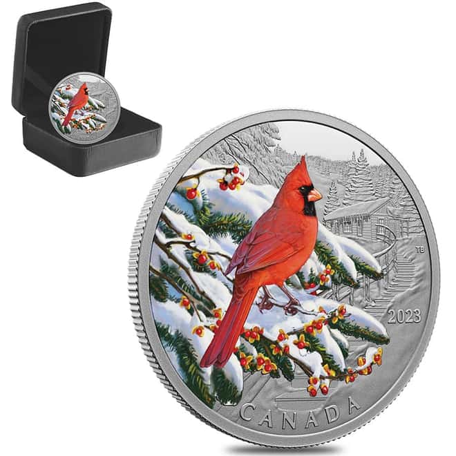 2023 Canada 1 oz Silver Colorful Birds - Northern Cardinal Coin