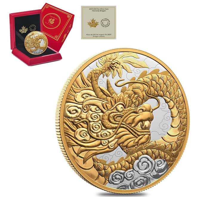 2023 Canada 5 oz Heavenly Dragon Proof Silver Coin .9999 Fine (w/Box & COA)