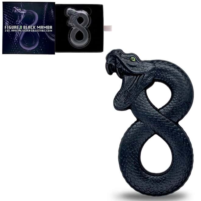2023 Chad 2 oz Silver Figure Eight Black Mamba Shaped High Relief Coin .999 Fine (w/Box)