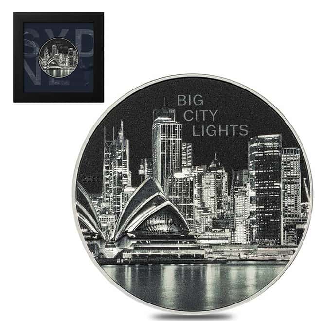 2023 Cook Islands 1 oz Proof Silver Big City Lights Sydney Coin