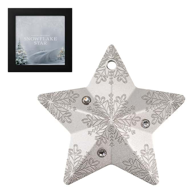 2023 Cook Islands 1 oz Silver Snowflake Star Ornament Coin