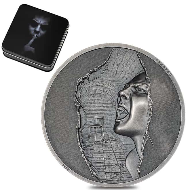 2023 Cook Islands 1 oz Silver Trapped Escape Antiqued Coin