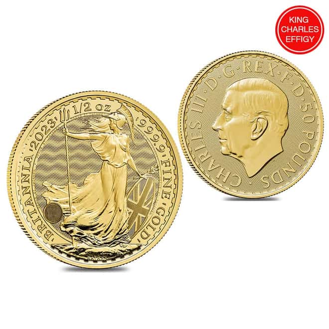 2023 Great Britain 1/2 oz Gold Britannia King Charles III Coin .9999 Fine BU