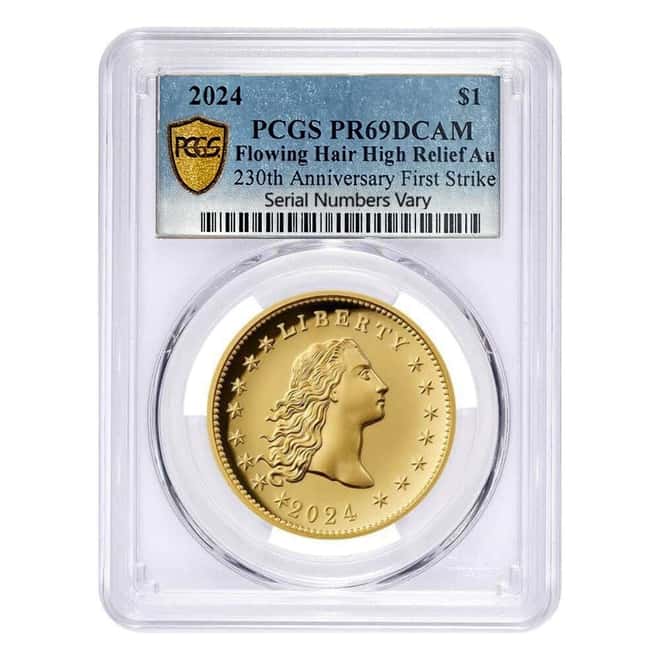 2024 1 oz Flowing Hair Proof Gold Coin 230th Ann. PCGS PF 69 FS
