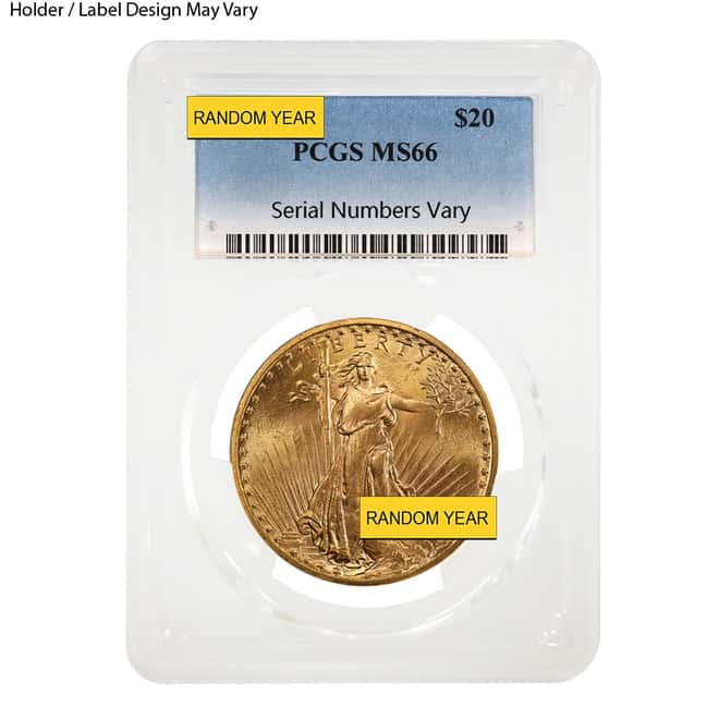 $20 Gold Double Eagle Saint Gaudens PCGS MS 66 (Random Year)