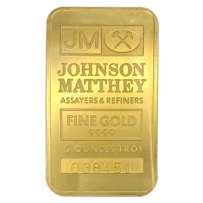 5 oz Johnson Matthey Gold Bar .9999 Fine (Secondary Market)