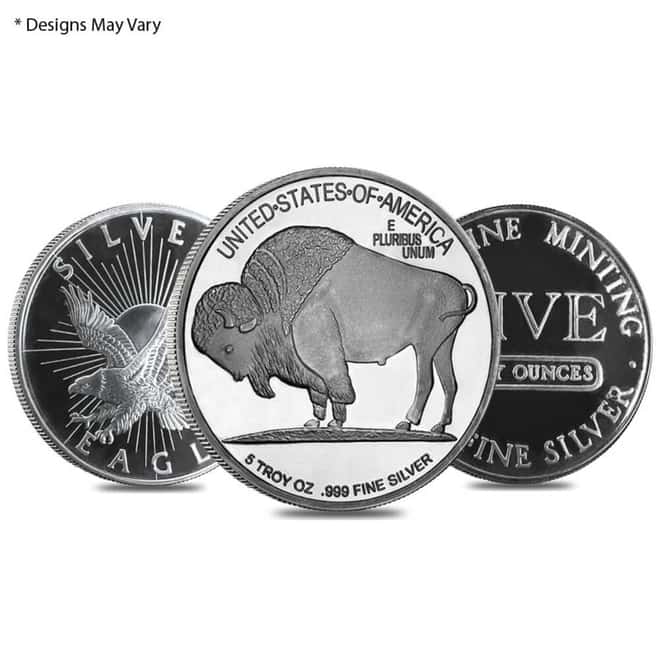 5 oz Silver Generic Rounds .999 Fine