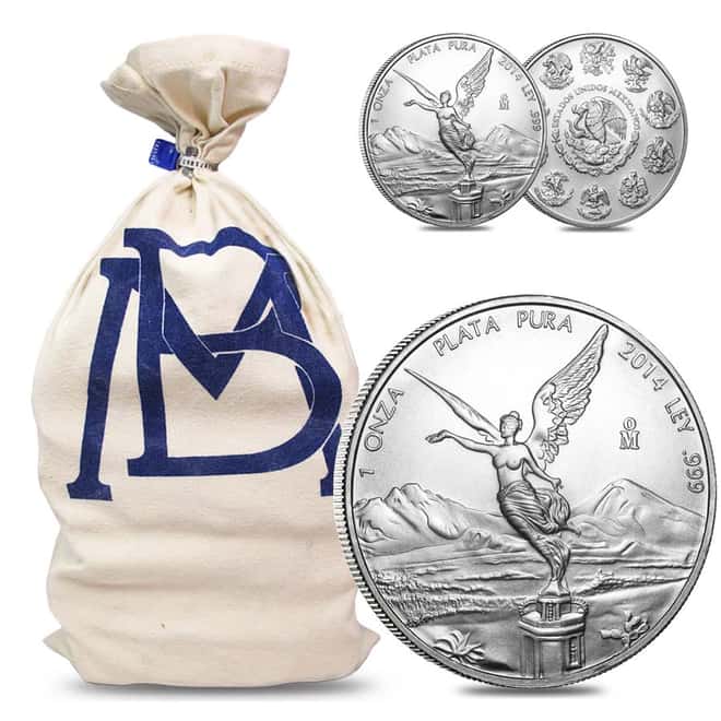 2014 Mexico 1 oz Silver Libertad (450-Coin Original Bank Bag)