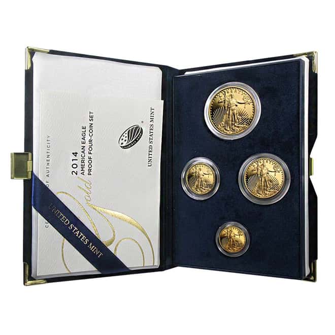 2014-W Gold 1.85 oz Proof American Eagle 4-coin set (W/Box & COA)