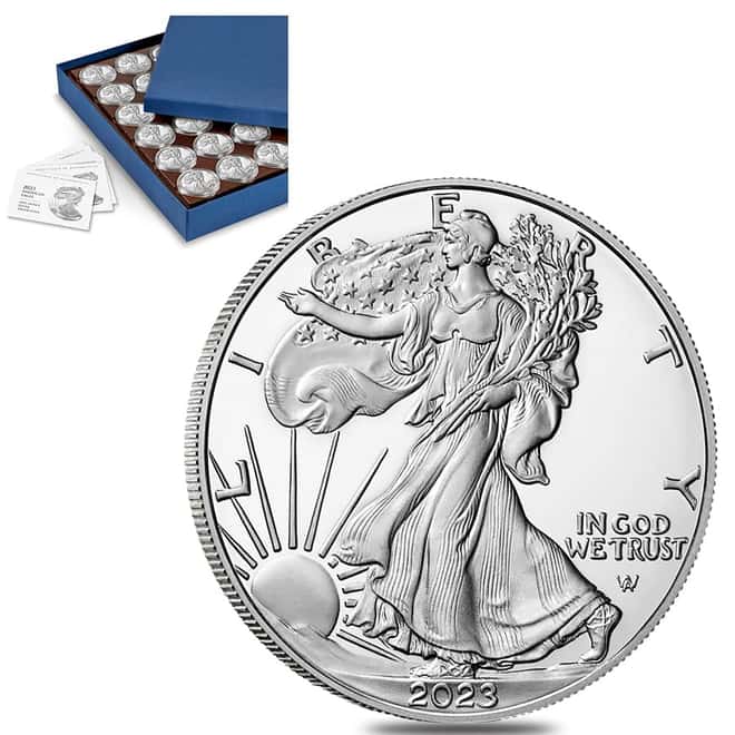 Bulk Pack of 40 - 2023-S 1 oz Proof Silver American Eagle In Cap (w/COA)