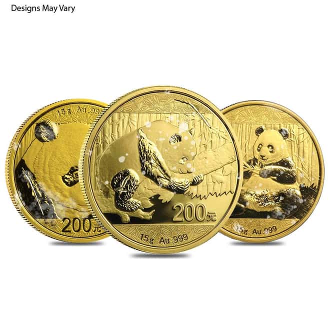 Chinese 15 gram Gold Panda .999 Fine (Random Year, Abrasions)