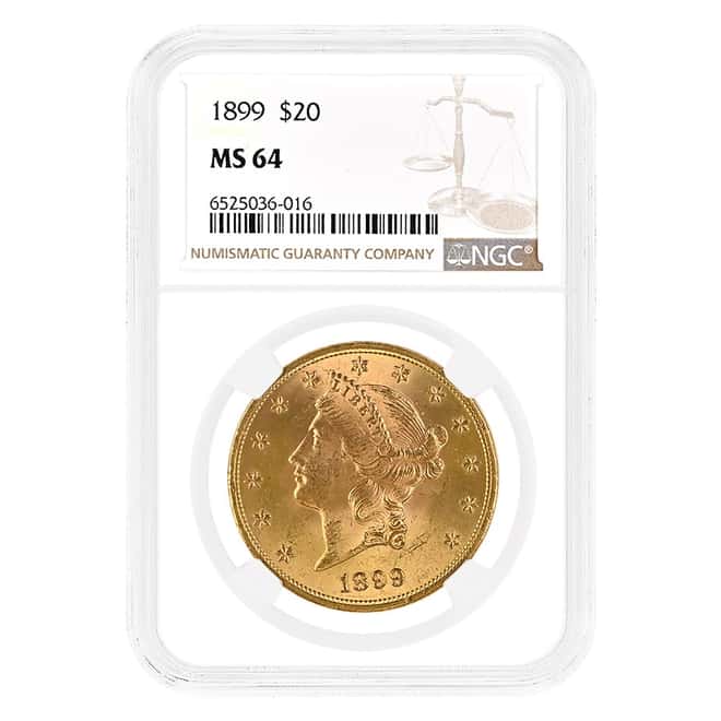 1899 $20 Liberty Head Double Eagle Gold Coin NGC MS 64