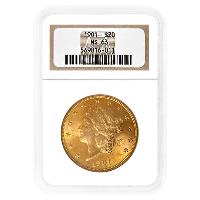 1901 $20 Liberty Head Double Eagle Gold Coin NGC MS 63