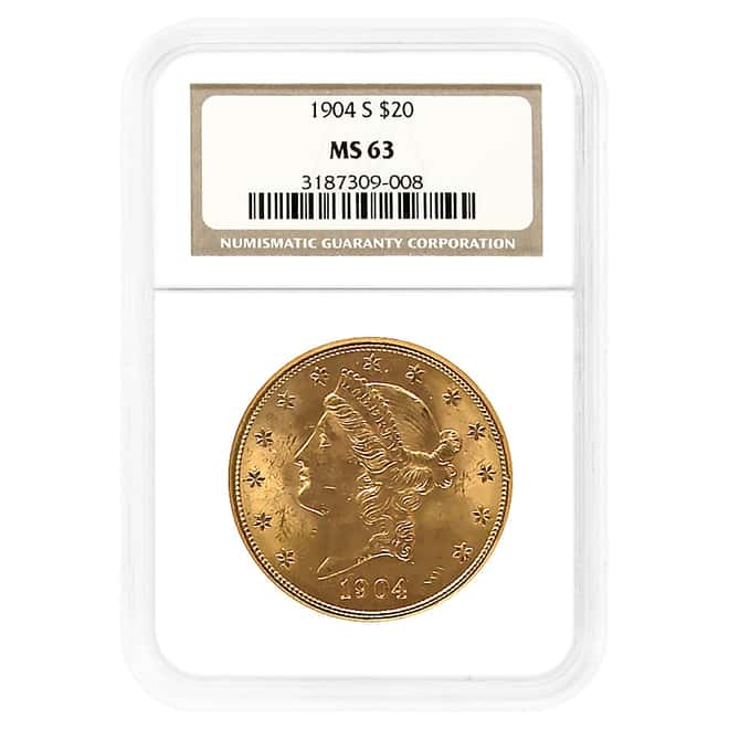 1904 S $20 Liberty Head Double Eagle Gold Coin NGC MS 63