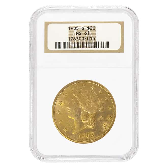 1905 S $20 Liberty Head Double Eagle Gold Coin NGC MS 61