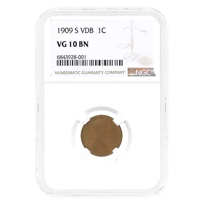 1909 S VDB Lincoln Wheat Penny 1 Cent NGC VG 10 BN