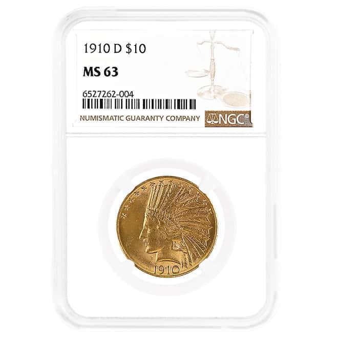 1910 D $10 Indian Head Gold Eagle NGC MS 63