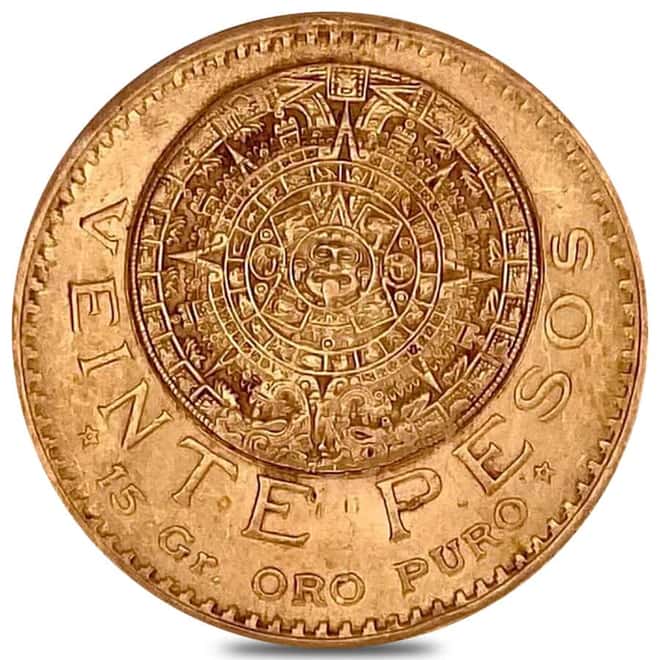1920/10 Mexico 20 Pesos Gold Coin AU