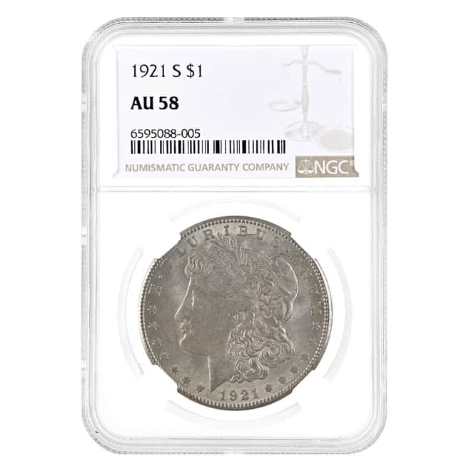 1921 S Morgan Silver Dollar $1 NGC AU 58