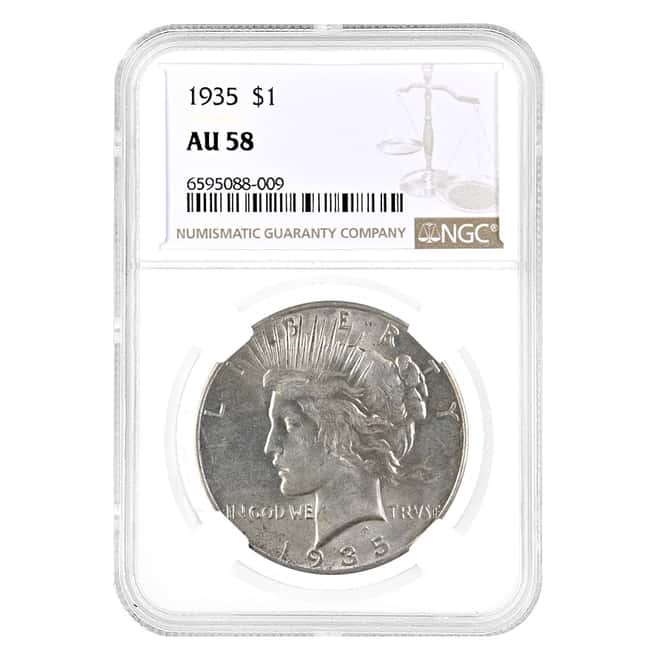 1935 Peace Silver Dollar $1 NGC AU 58