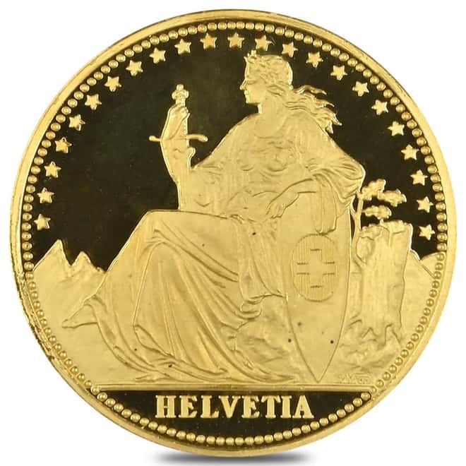 1986 Switzerland 1 oz Unze Helvetia Eternal Pact Gold Round