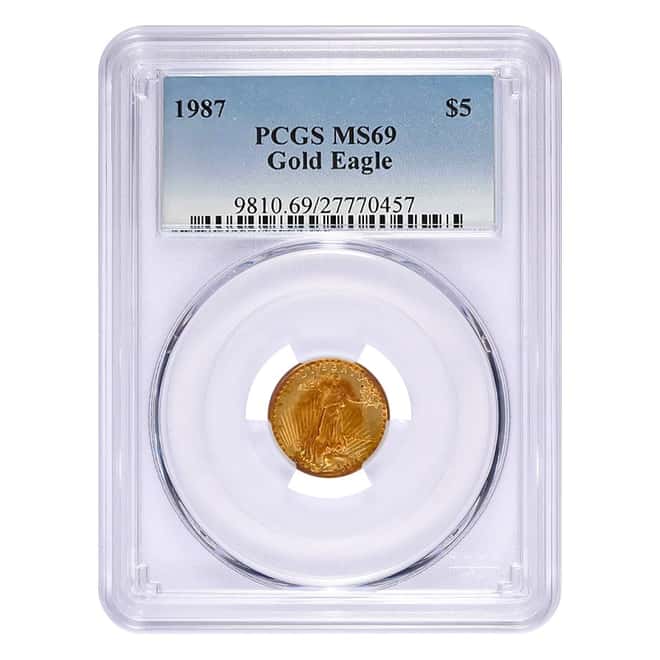 1987 1/10 oz $5 Gold American Eagle PCGS MS 69