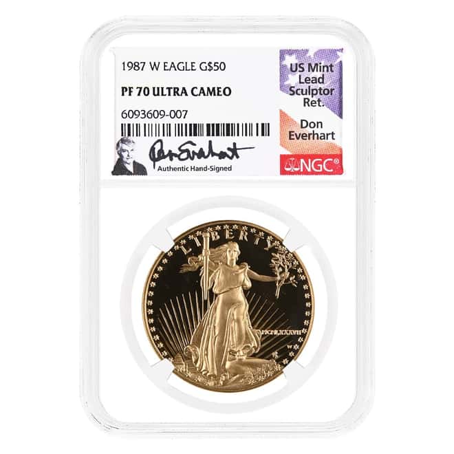 1987-W 1 oz $50 Proof Gold Eagle NGC PF 70 (Everhart Sign)
