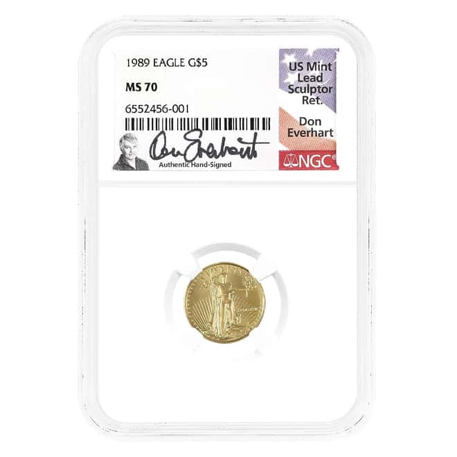 1989 1/10 oz Gold American Eagle NGC MS 70 (Everhart Sign)