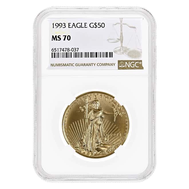 1993 1 oz Gold American Eagle $50 Coin NGC MS 70