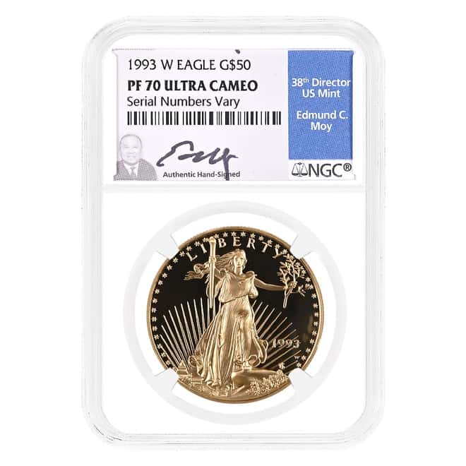1993-W 1 oz $50 Proof Gold Eagle NGC PF 70 (Moy Sign)
