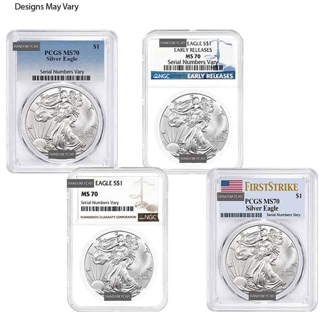 1 oz Silver American Eagle NGC/PCGS MS 70 (Random Year)