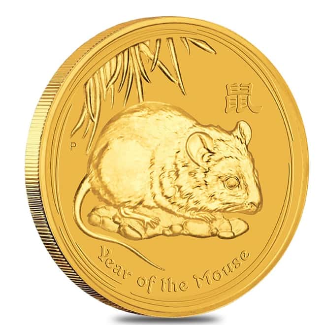 2008 1 oz Gold Lunar Year of The Mouse BU Australia Perth Mint (Series II)