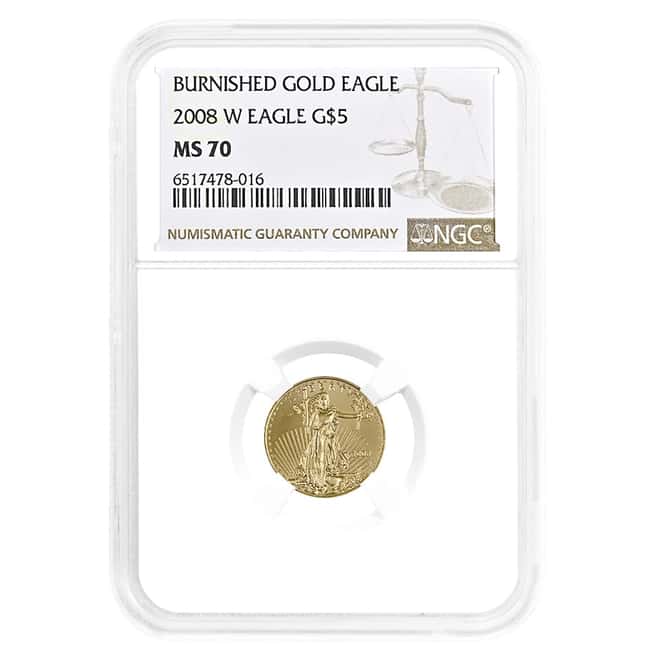 2008 W 1/10 oz $5 Burnished Gold American Eagle NGC MS 70