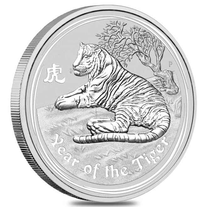 2010 1 oz Silver Lunar Tiger BU Australian Perth Mint (Series II)