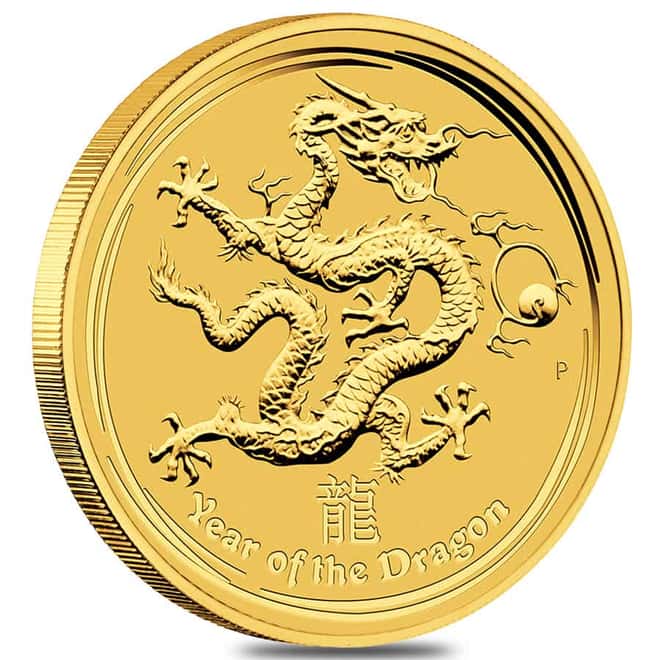 2012 1/2 oz Gold Lunar Dragon BU Australia Perth Mint Series II