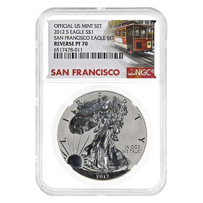 2012-S 1 oz Reverse Proof Silver American Eagle NGC PF 70