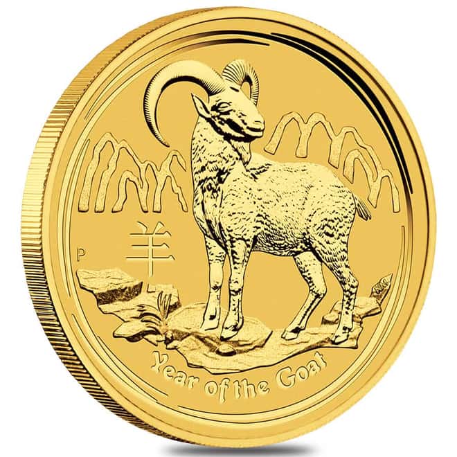 2015 2 oz Gold Lunar Year of The Goat BU Australia Perth Mint In Cap