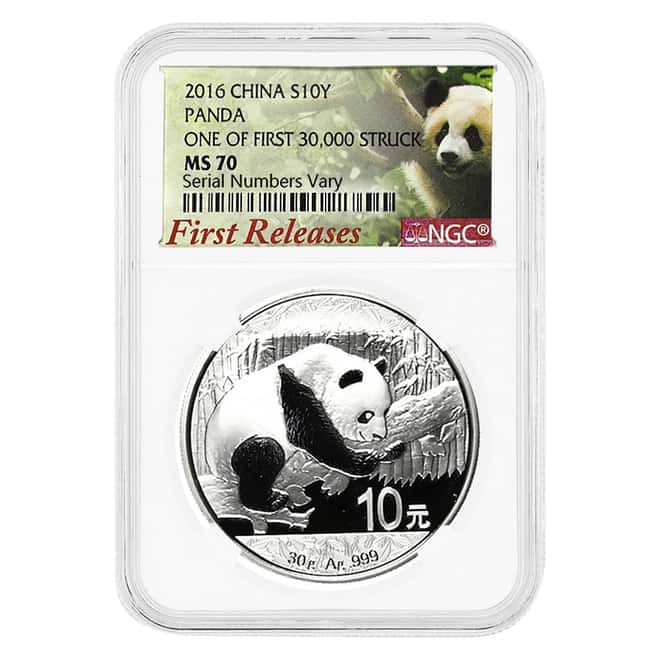 2016 30 gram Chinese Silver Panda 10 Yuan NGC MS 70 FR