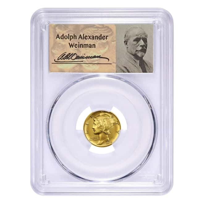 2016-W 1/10 oz Mercury Dime Centennial Gold Coin PCGS SP 70 FD