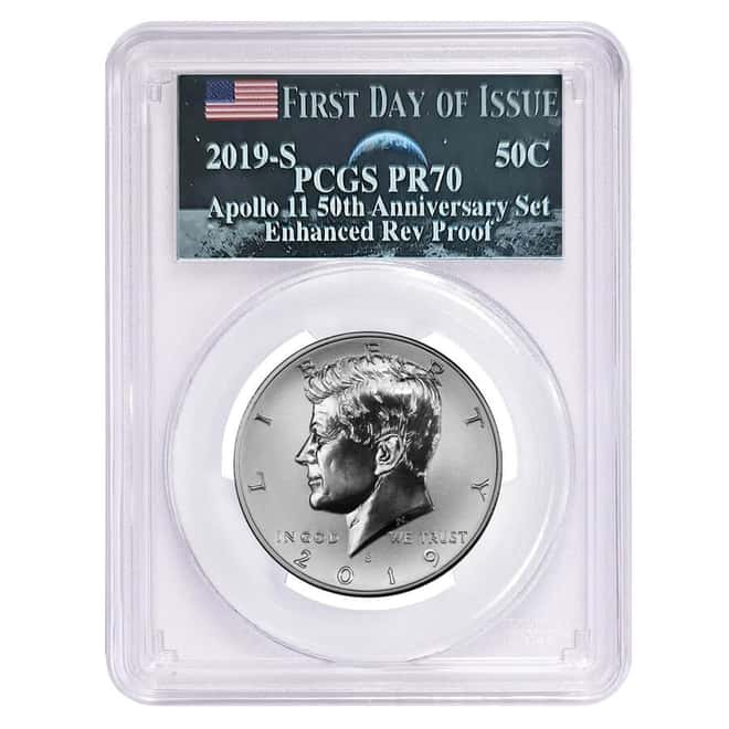 2019 S Apollo 11 50th Ann. Rev Proof Kennedy Half Dollar PCGS PF 70 FD