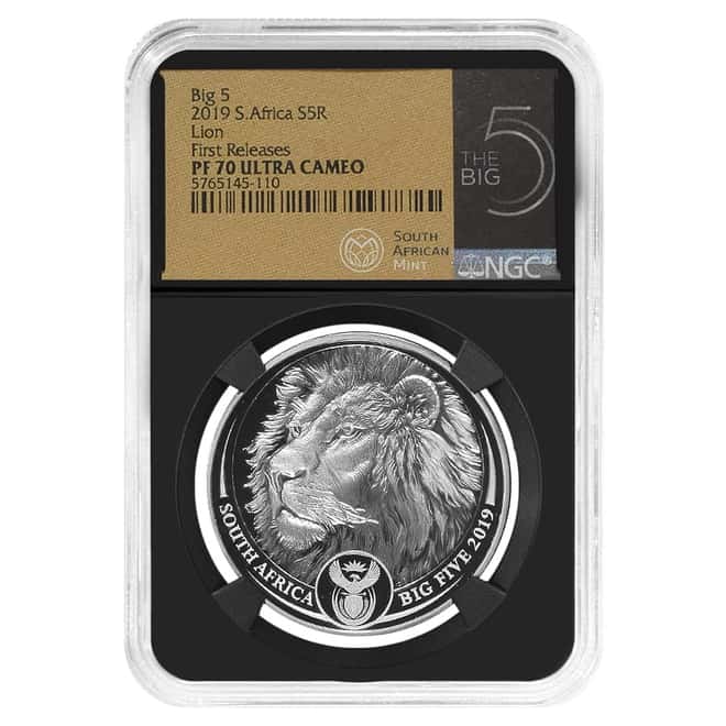 2019 South Africa 1 oz Silver Big 5 Lion NGC PF 70 FR
