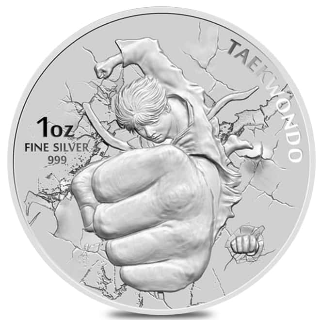 2020 1 oz South Korea Silver Taekwondo Medal BU