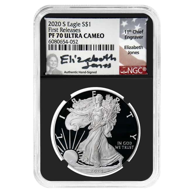 2020-S 1 oz Silver American Eagle NGC PF 70 FR Jones Sign