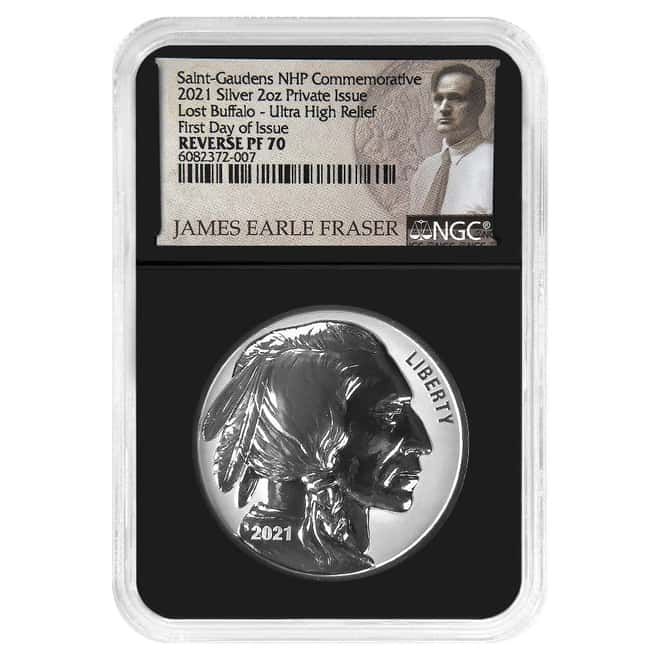 2021 2 oz Silver Lost Buffalo Ultra High Relief NGC Rev PF 70 FDOI