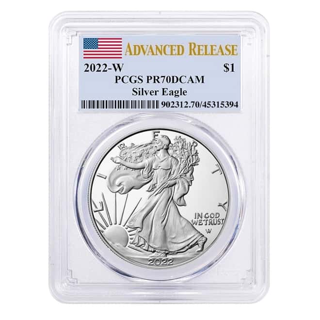 2022 W 1 oz Proof Silver American Eagle PCGS PF 70 AR